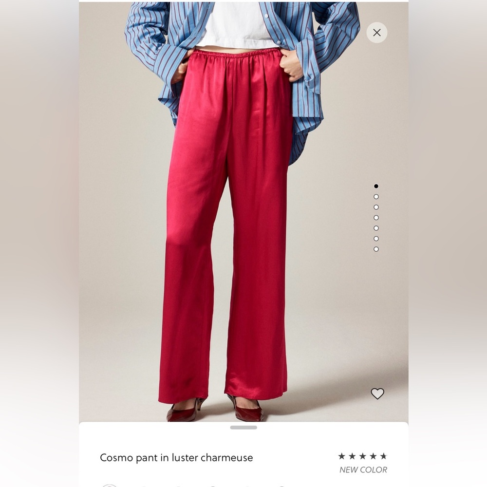 NWT J Crew Cosmo satin pant in luster charmeuse